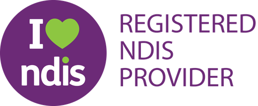 Registered NDIS provider, shown by the I heart NDIS mark